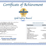 Gold Safety Award for the trade Division 23 - Heating, Ventilating, and Air Conditioning (HVAC)